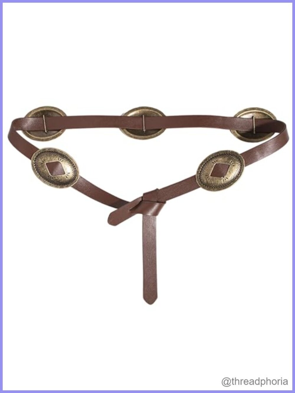 Faux Leather Vintage Concho Belt Adjustable Buckle Western Boho